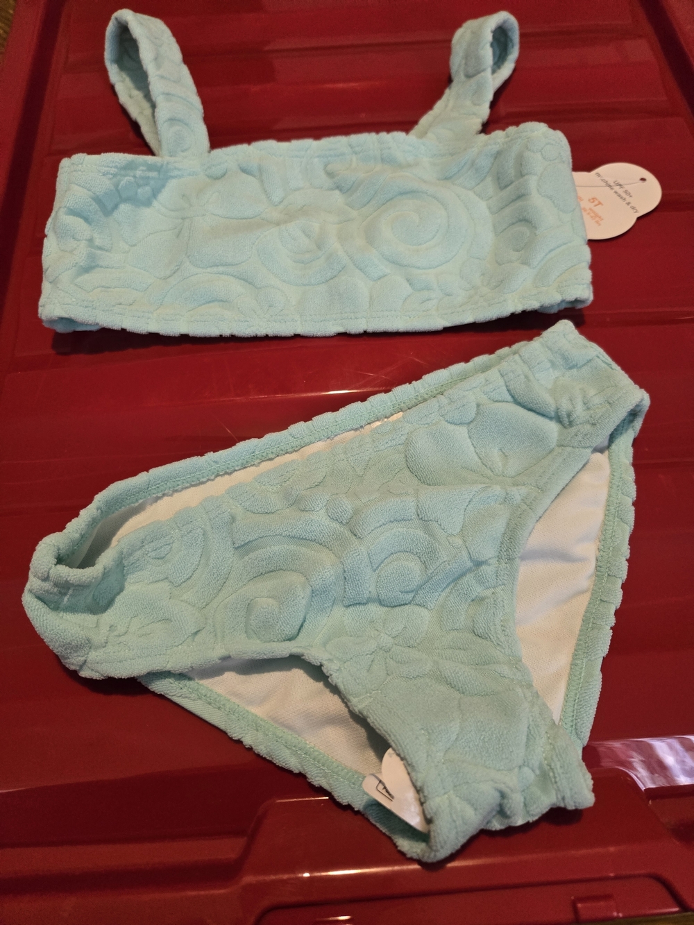 Girls Light Aqua Textured Bikini Set -Very Cute
